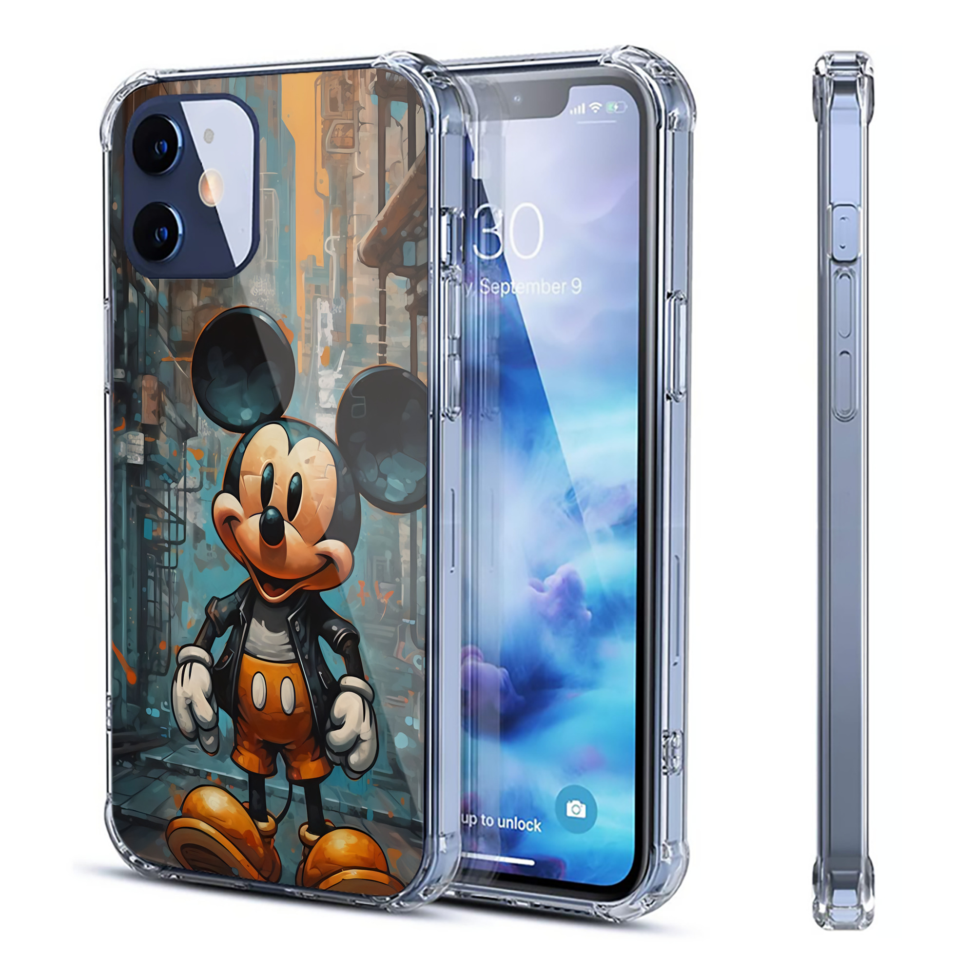 （画像用） ミッキーマウス Mickey Mouse 【iPhone 12シリーズ対応】透明スマホケース（クリアソフトケース）